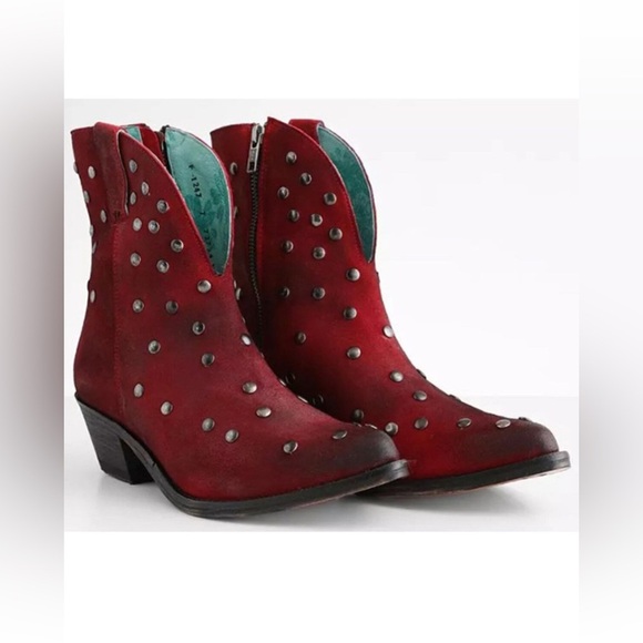 NWOB Corral Red Suede Studded Booties 6.5 - Picture 1 of 8